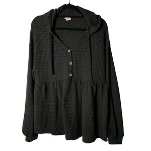SO brand waffle knit hooded top